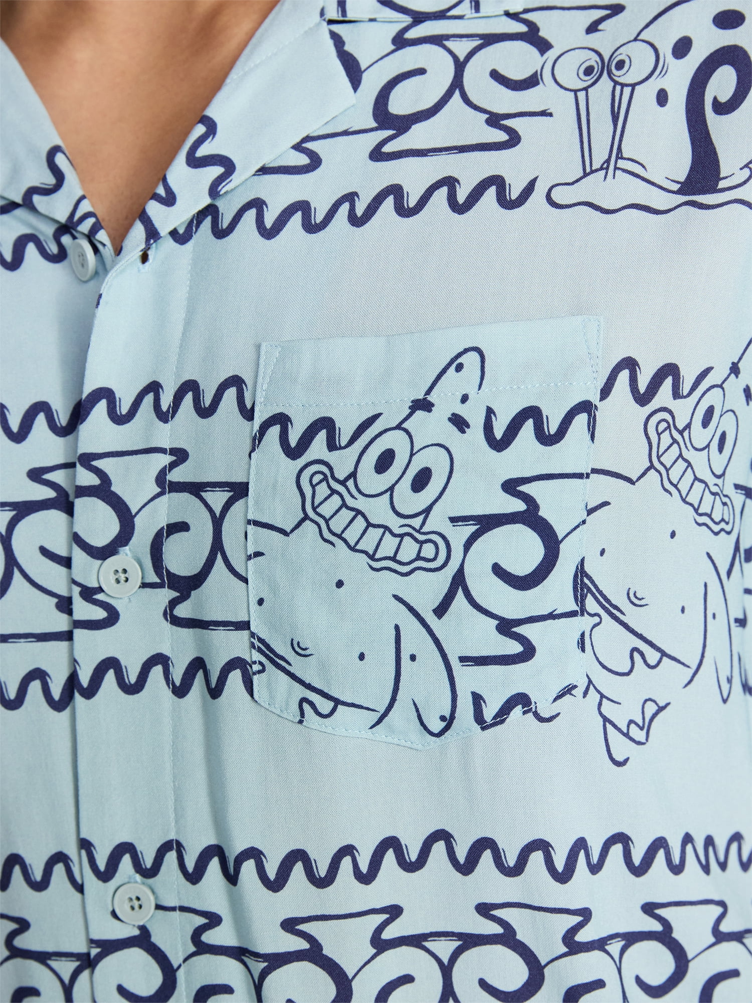 SpongeBob SquarePants Men's and Big Men's Graphic Button-Up Shirt, Sizes XS-5XL