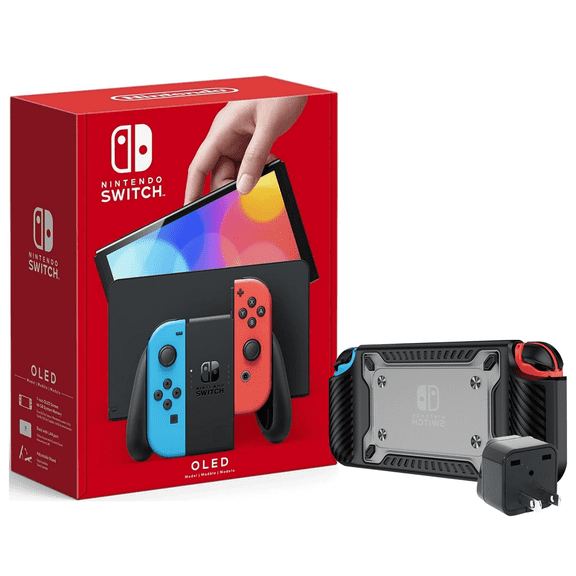 Nintendo Switch OLED Model with Neon Red & Neon Blue Joy-Con – International Version