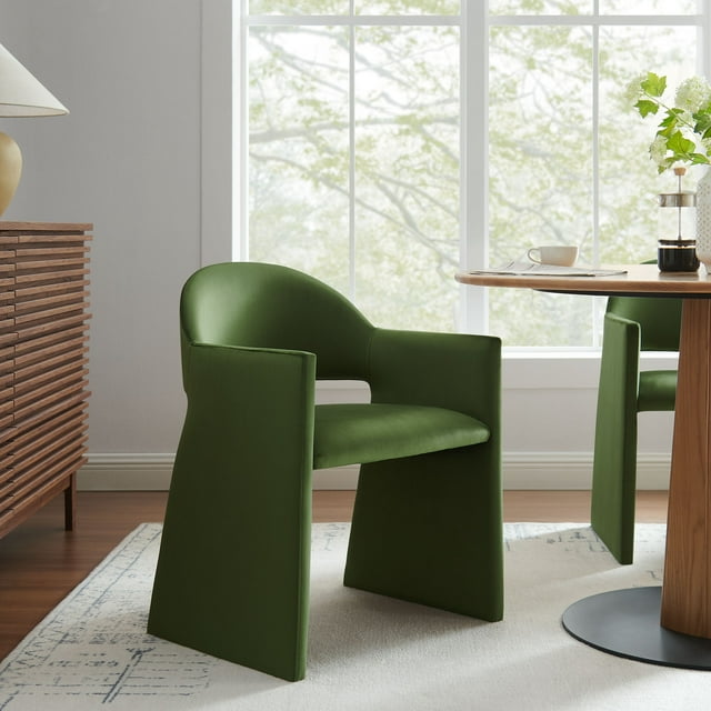 Modway Talia Performance Velvet Dining Armchair, Moss Green