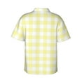 thumbnail image 3 of Daiia Lemon Yellow Checkboard Hawaiian Shirt for Men Gentle Cotton Regular Short Sleeve Casual-X-Large, 3 of 9