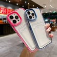 thumbnail image 2 of Luxury Card Slot Bag Clear Phone Case For iPhone 11 12 13 14 15 Pro Max Plain Shockproof Bumber Soft TPU Cover, 2 of 5