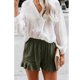 thumbnail image 4 of Pantalones cortos con dobladillo con volantes y bolsillos laterales, cintura media elástica, corte holgado, pantalones cortos con dobladillo con volantes para mujer para fiesta, 4 of 6