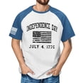 thumbnail image 2 of TSADFHJI Men's Independence Day Small Print Color Contrast Spring Summer Leisure Sports Comfortable Breathable Sweat Absorbing Cotton Round Neck Pullovers Short Sleeved T Shirt L Blue, 2 of 4