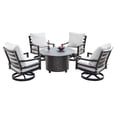 thumbnail image 3 of Oakland Living  44 in. Outdoor Aluminum Round Fire Table Set with Four Deep Seating Swivel Rocking Chair - 5 Piece, 3 of 10