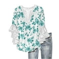 thumbnail image 2 of Wowcloth Womens V-Neck Blouse, Lace Detail 3/4 Sleeve with Buttons, Casual Floral Print Fashion Top for Daily Wear, 2 of 6