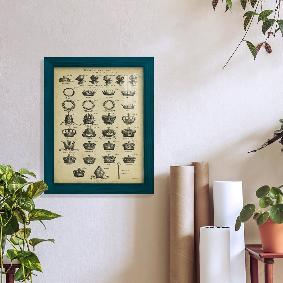 Deckled Encyclopediae IV (AS) -Framed Print w/glass-Ocean Blue