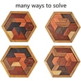thumbnail image 1 of Puzzle de madera con forma de tangrama hexagonal para niños y adultos, 1 of 5