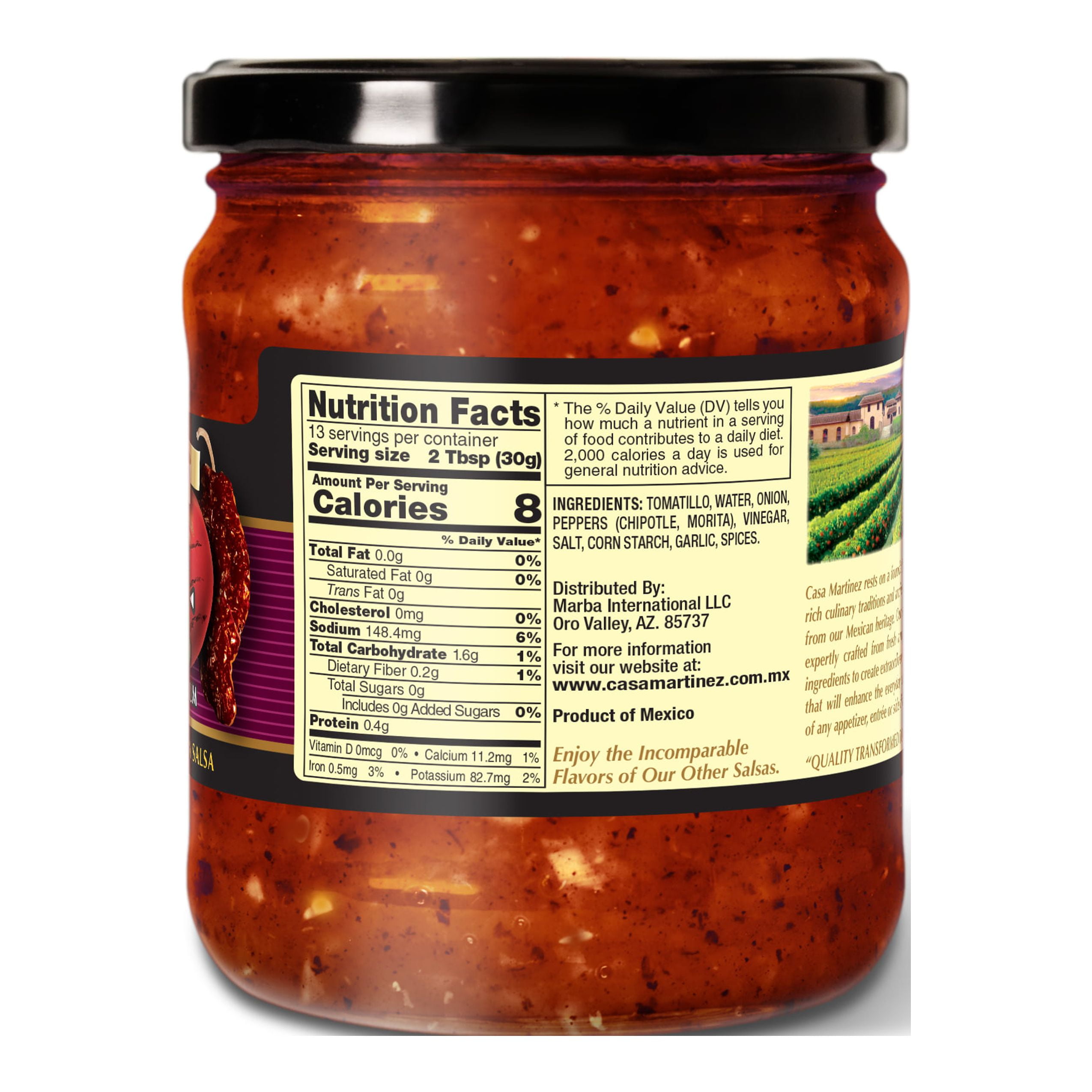 (2 pack) Casa Martinez Medium Fire Roasted Chipotle Salsa 16 oz Jar
