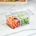 thumbnail image 4 of Small Fridge Organizer Bin with Removable Divider and Lid - Store Fruits, Vegetables, and Snacks, 4 of 5