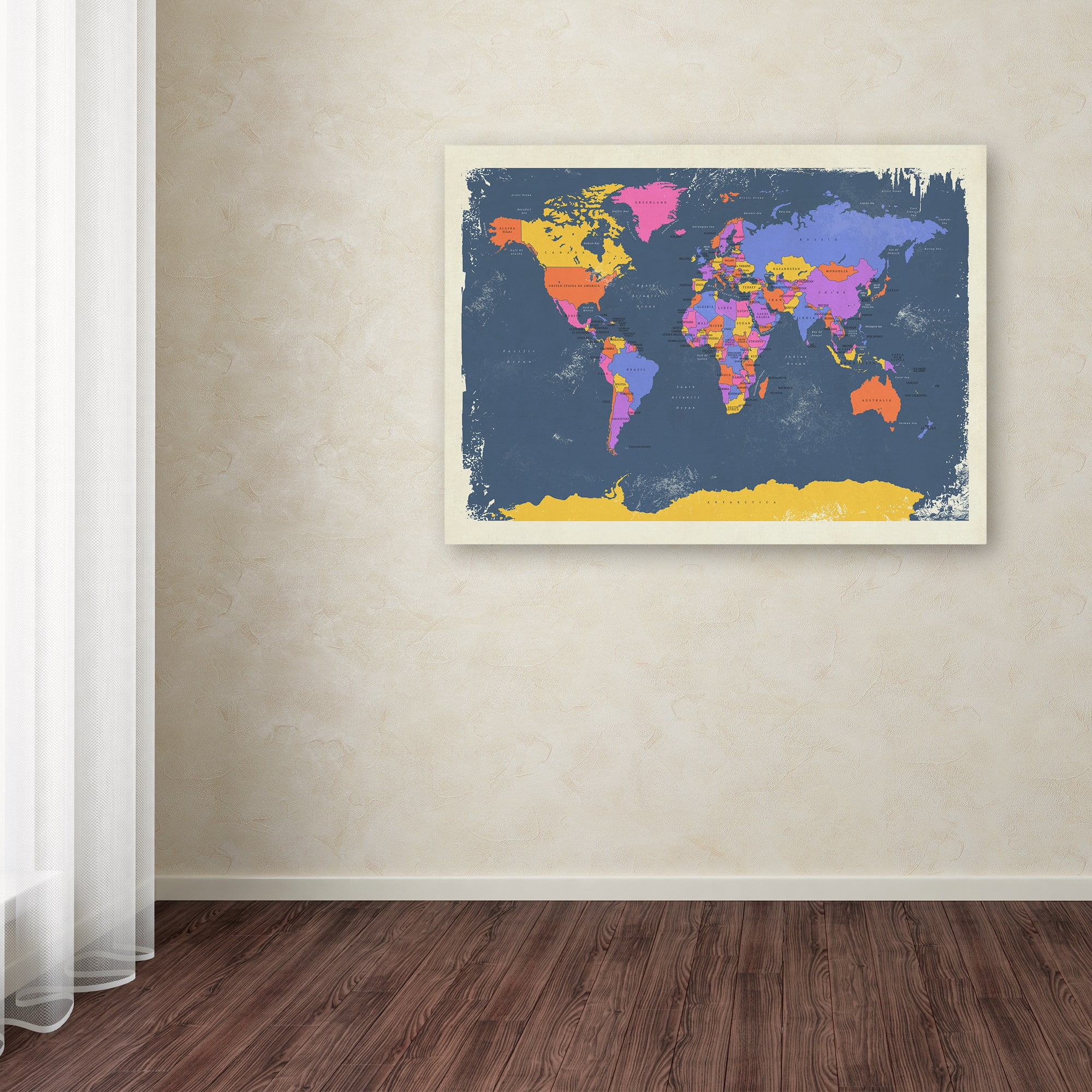 Trademark Fine Art "Retro Political Map of the World 2" Canvas Art by Michael Tompsett