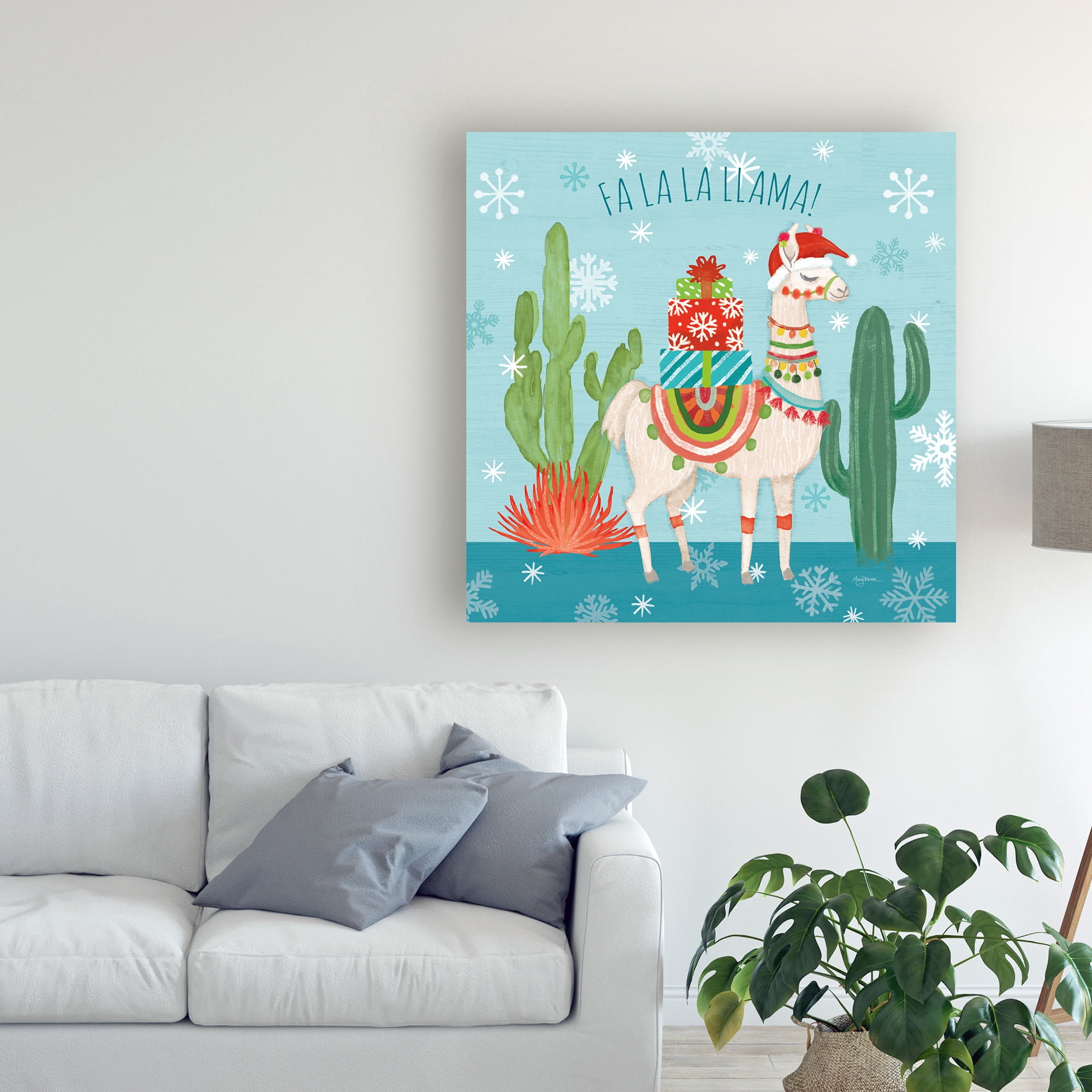 Trademark Fine Art 'Lovely Llamas Christmas II' Canvas Art by Mary Urban