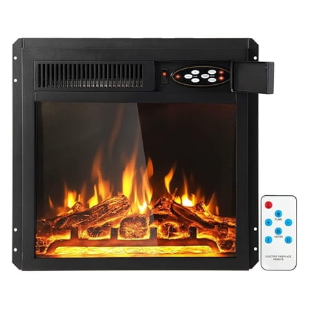18 Inches Electric Fireplace Insert, Recessed Fireplace Heater with 7-Level Adjustable Flame Brightness, Control, Overheat Protection, ETL Certified, 750W/1500W, Black