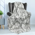 thumbnail image 4 of Grunge Soft Flannel Fleece Blanket, Monochrome Line Art Style Leaves Natural Floral Pattern Sketchy Modern Design, Cozy Plush for Indoor and Outdoor Use, 50" x 60", Black Grey White, by Ambesonne, 4 of 5