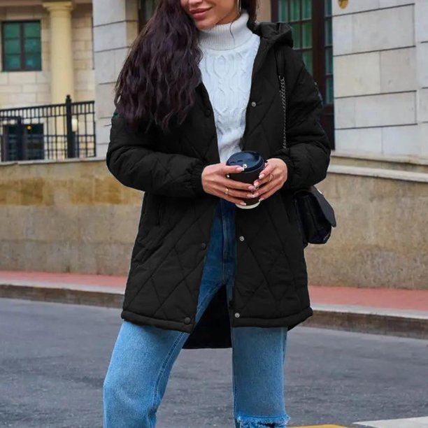 Puntoco Ropa de invierno para mujer, talla grande, abrigo de algodón de cuero con capucha, chaqueta de manga larga Puntoco Puntoco-1