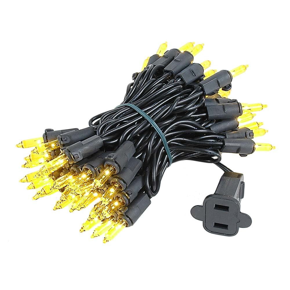 Novelty Lights 50 Light Yellow Christmas Mini String Light Set, Black