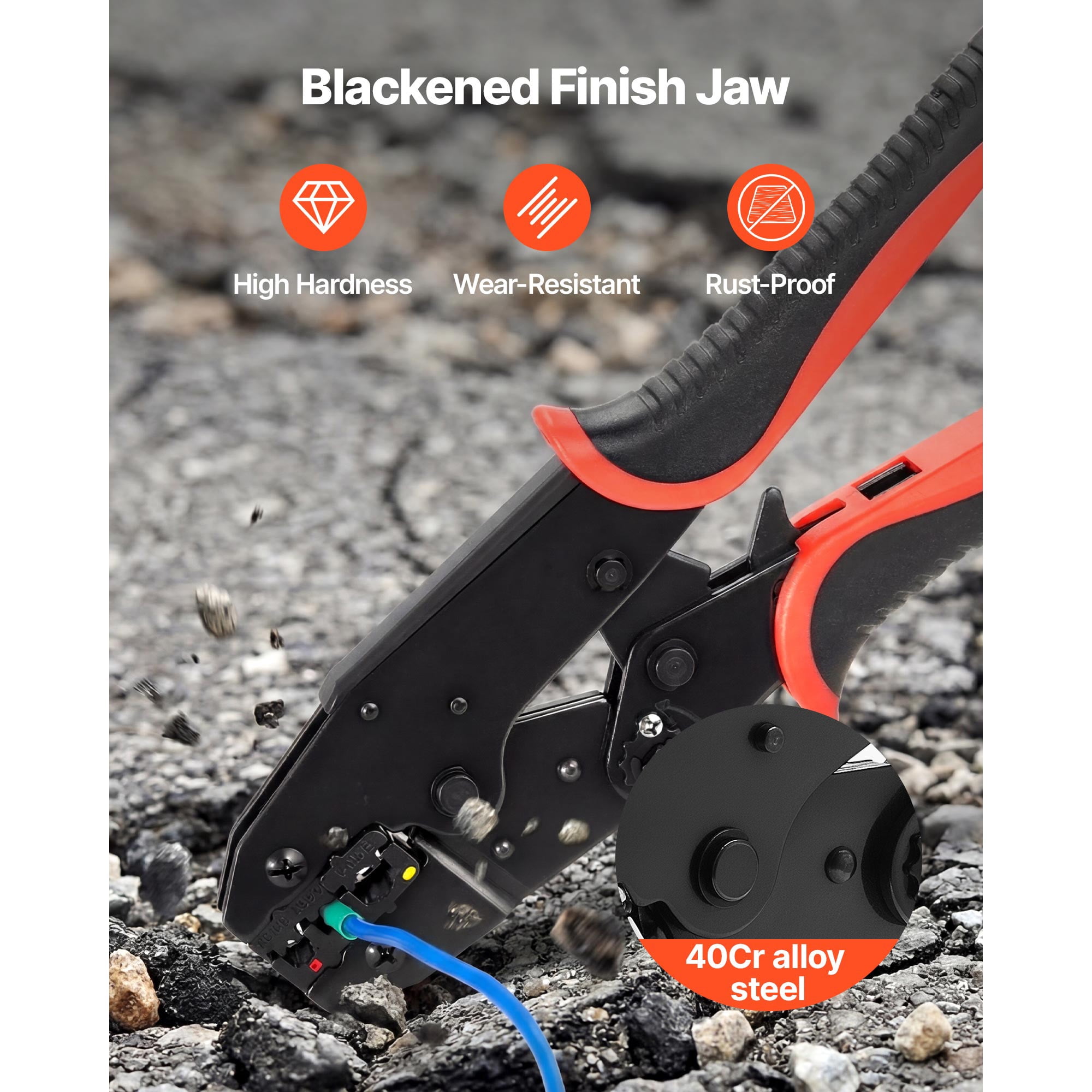 KFFKFF Ratcheting Wire Crimper Tool, 22-10 AWG Electrical Terminal Pliers with Adjustable Force, Clear Metric & AWG Markings, Quick Release Design for Versatile Applications
