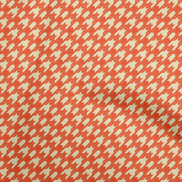 oneOone Viscose Chiffon Orange Fabric Houndstooth Craft Projects Decor Fabric Printed By The Yard 42 Inch Wide