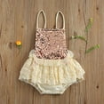thumbnail image 3 of Styles I Love Infant Baby Girls Pink Sequin Ruffle Lace Backless Romper Sunsuit Sleeveless Jumpsuit Spring Summer Outfit (100/18-24 Months), 3 of 4