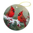 thumbnail image 1 of Ornament Red Birds Winter Berry 2024 Ornament Xmas Rustic Style Winter Christmas Tree Ceramic Ornament Decoration Xmas Gift Round Porcelain Ornament Personalized Xmas Tree Ornament, 1 of 1