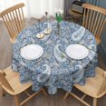 thumbnail image 3 of Blue Pioneer Flower and Paisley Pattern (3) Round Tablecloth 60"x60",Wrinkle Wipeable Table Cloth for Kitchen Dining Room Picnic Patio Party, 3 of 6
