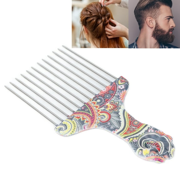 Hair Pick Comb, Professional Afro Stainless Steel Detangle Hair Pick Comb, Reduce Frizz for Curly, Thick, Tangled Hair, Hair Salon Styling, ABS Material