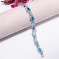 thumbnail image 3 of Blue Topaz, CZ 925 Sterling Silver Adjustable Bracelet 7" B129018, Gift for her, 3 of 6
