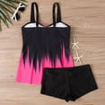 thumbnail image 5 of Women's Two Piece Swimsuit Fashionable Conservative Gradient Color Flat Leg for Beach Vacation,Hot Pink,S, 5 of 5