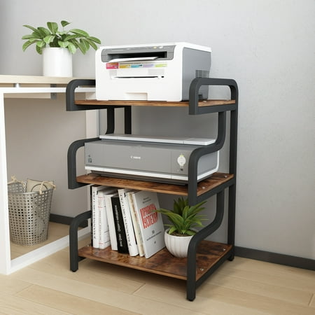 Natwind 3-Tier Home Office Printer Stand with File Storage Rack with Anti-Skid Pads Floor-Standing Home (Retro)