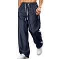 thumbnail image 6 of Mens Joggers Casual Loose Drawstring Elastic Waist Wide Leg Pants Outdoor Sport Cropped Pants with Pockets, 6 of 10