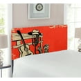 thumbnail image 2 of Western Headboard, Image of Wild West Elements with Country Music Guitar and Cowboy Boots Retro Art, Upholstered Decorative Metal Bed Headboard with Memory Foam, Twin Size, Beige Orange, by Ambesonne, 2 of 4