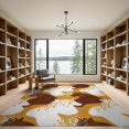 thumbnail image 2 of ODIKA 9'x12' Washable Area Rug Low Pile, Flatwoven, Distressed Abstract Inspired Patchwork Bordered Tricolor Spotted Refined for Great Room, Indoor Concept, Large Living, 2 of 7