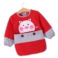 thumbnail image 3 of Baberos para comer para niños pequeños Patrón de cerdo rojo Impermeable Resistente a las manchas Reversible Extra largo Fibra de poliéster Mangas largas Baberos de alimentación para bebés Tamaño 90, 3 of 5