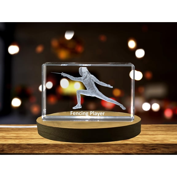Fencing Player 3D Engraved Crystal 3D Engraved Crystal Keepsake/Gift/Decor/Collectible/Souvenir