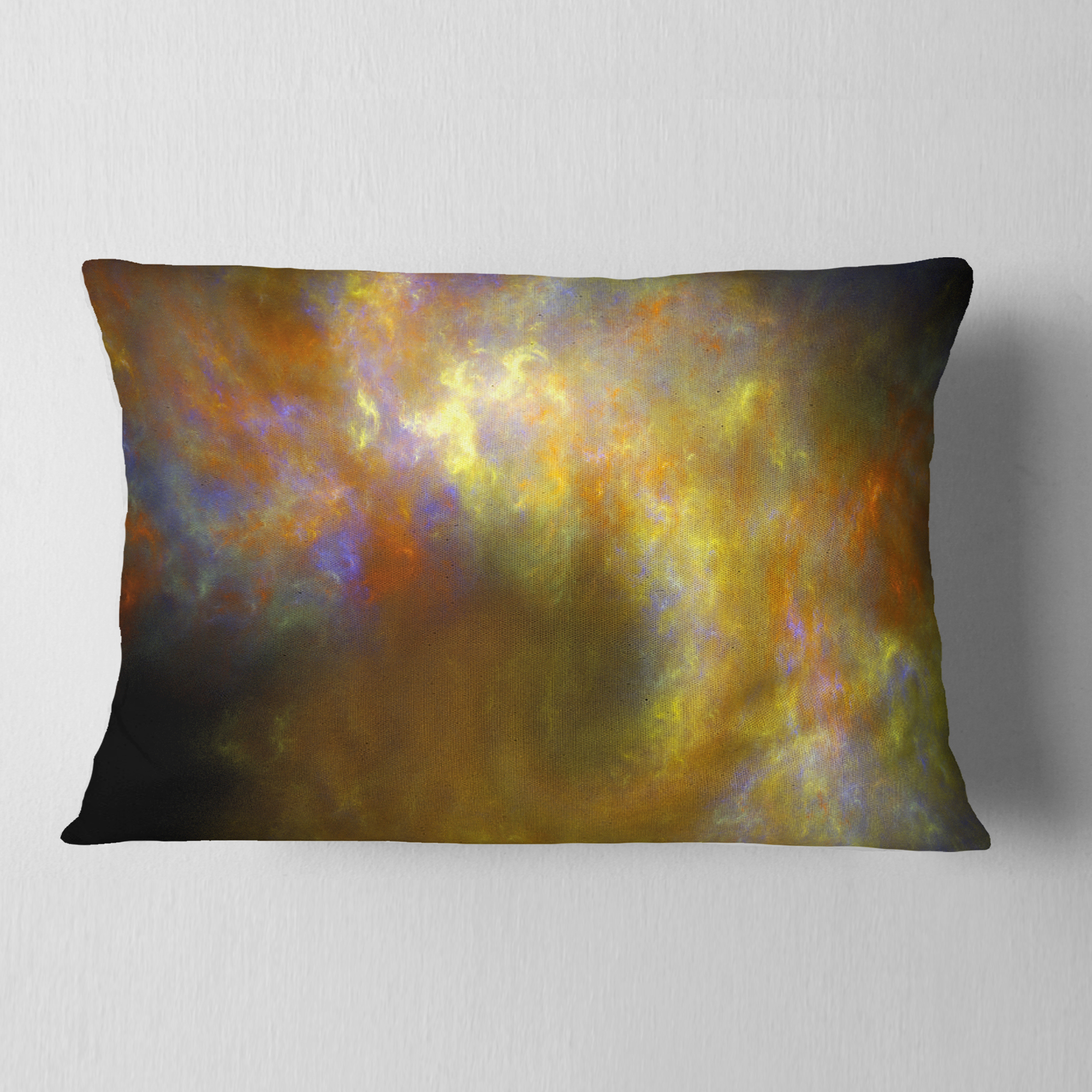 Designart Blur Yellow Sky with Stars - Abstract Throw Pillow - 12x20