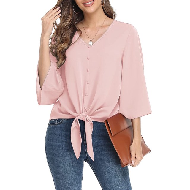 Txlixc Blusa de color sólido para mujeres Txlixc moda
