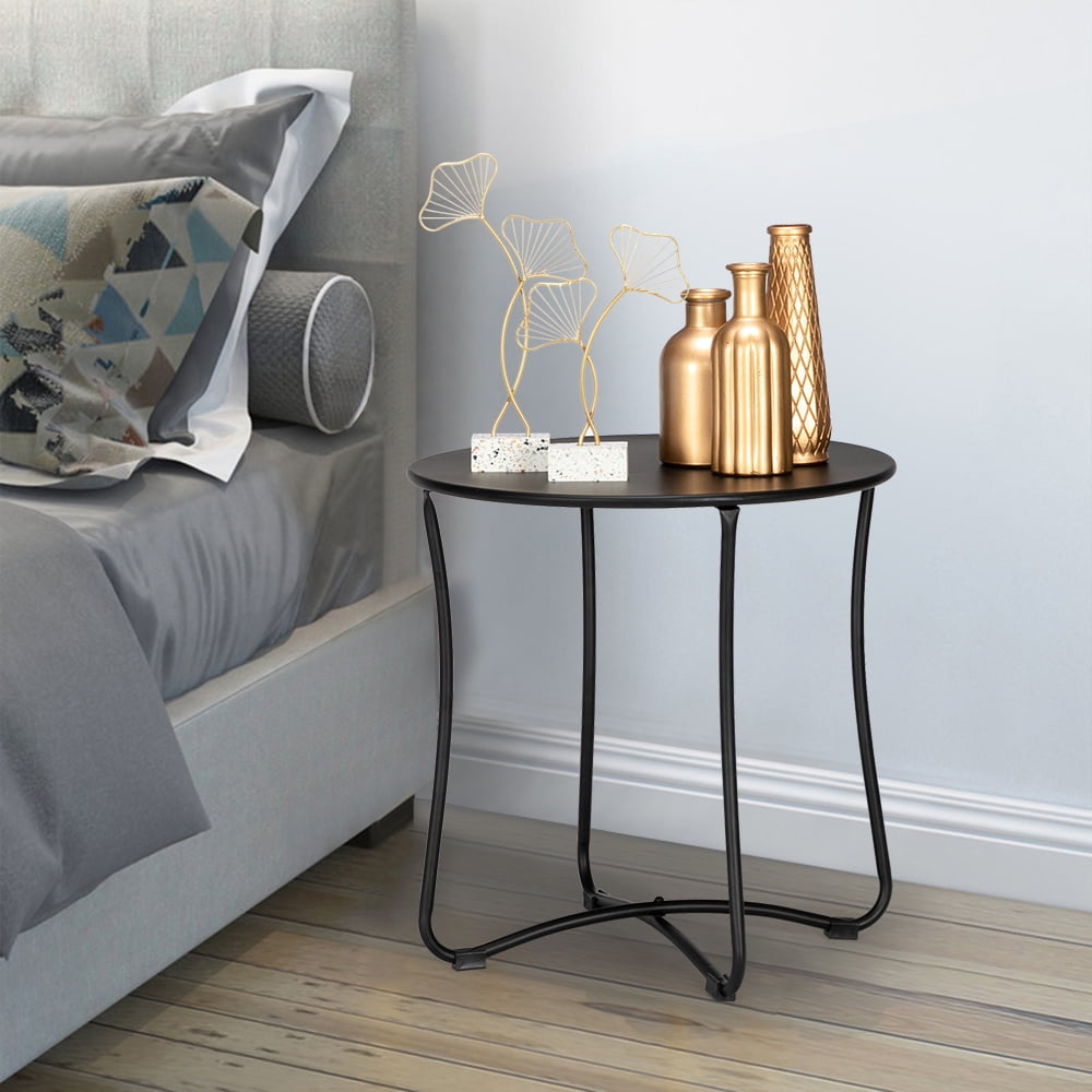 Kepooman Coffee Table, Round Metal Accent Table, Sofa Table, Rust-proof and Waterproof Accent Coffee Table, Outdoor and Indoor Snack Table, Black Kepooman Coffee Table, Round Metal Accent Table, Sofa Table, Rust-proof and Waterproof Accent Coffee Table, Outdoor and Indoor Snack Table, Black