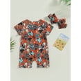 thumbnail image 4 of Cenuakty Infant Baby Girls Boys Romper Cow Head Print Short Sleeve Crew Neck Jumpsuits Summer Bodysuits with Headband, 4 of 8