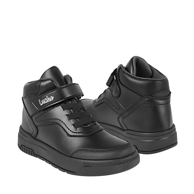 BOTINES ESCOLARES LUCHO NIÑO 123 SIMIPIEL NEGRO 18-21