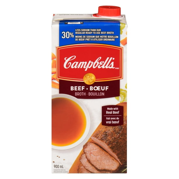 Bouillon de bœuf 30% moins de sodium de Campbell's 900 ml