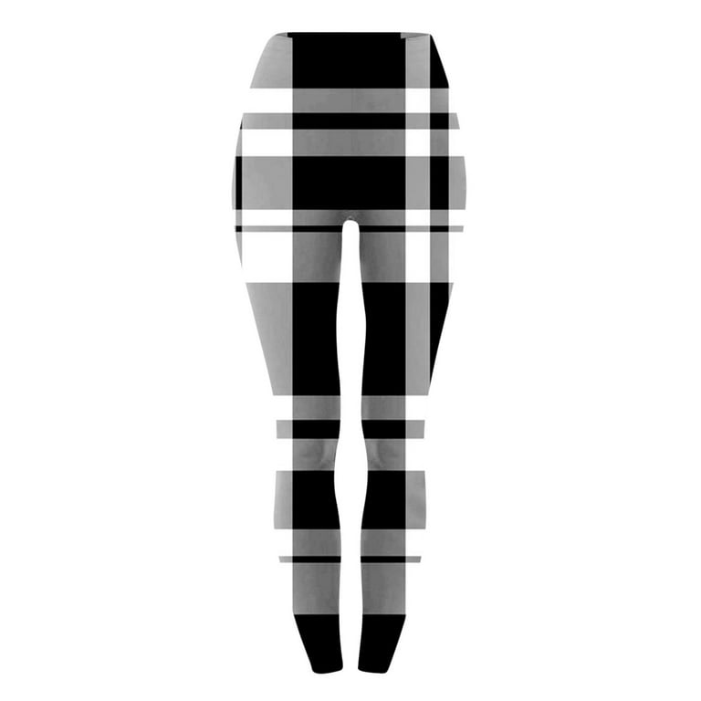 VgaVtl Leggings Women High Waist Plaid Plus Size Yoga Pants for