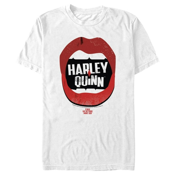 Men's The Suicide Squad Harley Quinn Lips Logo  Graphic Tee White X Large