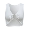 thumbnail image 5 of Pimfylm Sexy Crop Tops for Women Sleeveless Deep V Neck Workout Tops Plunge Ring Cleavage Cropped Tank Top White, L, 5 of 6