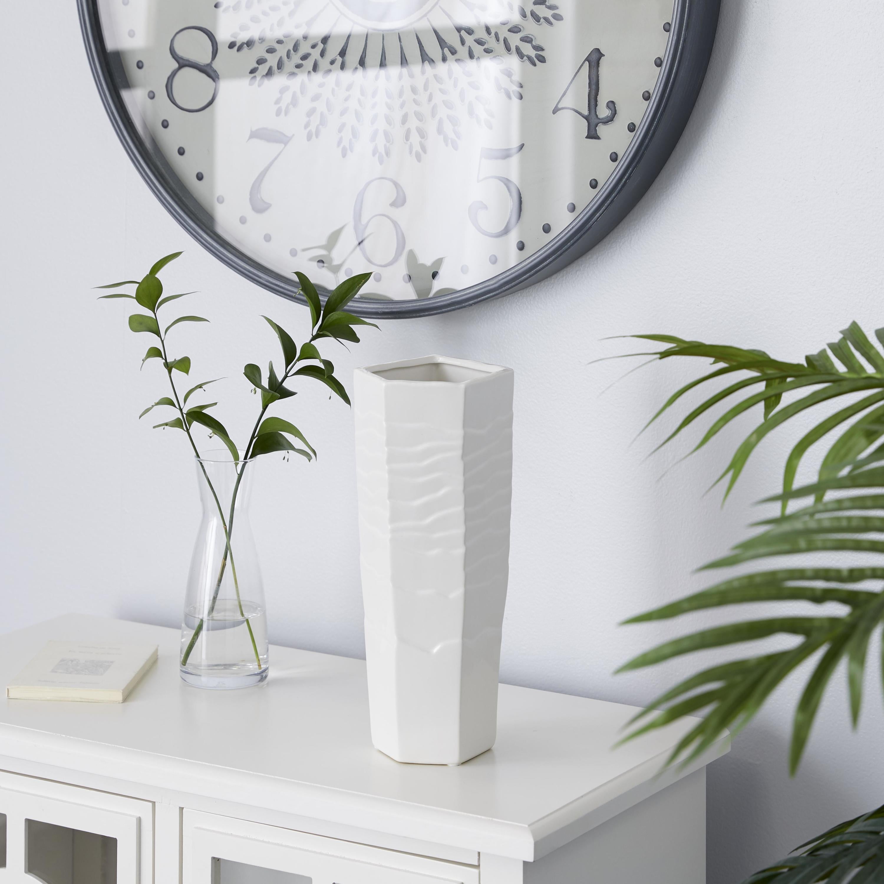 DecMode 13" Textured White Ceramic Vase