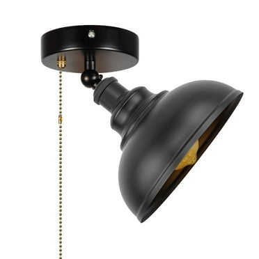 FSLiving Retro Black Ceiling Mount RV Adjustable Wall Light with Zipper Switch 12V RV Decorative Light Ceiling Light Hallway Light Fixtures, E26 E27 Industrial Style Semi Flush Mount for RV Camper