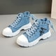 thumbnail image 5 of Zapatos altos de lona para mujer para primavera y verano, suela gruesa transpirable, zapatos casuales con aumento de altura, botas Martin para deportes, 5 of 6