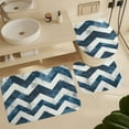 thumbnail image 6 of 4 Piece Shower Curtain Sets Blue And White Chevron Bath Mat U-Shaped Floor Mat Toilet Lid Oval Rug Zig Zag Bathroom Accessories Set Decor with 12 Hooks for Bathroom Decor Sets 72inch X 72inch, 6 of 8