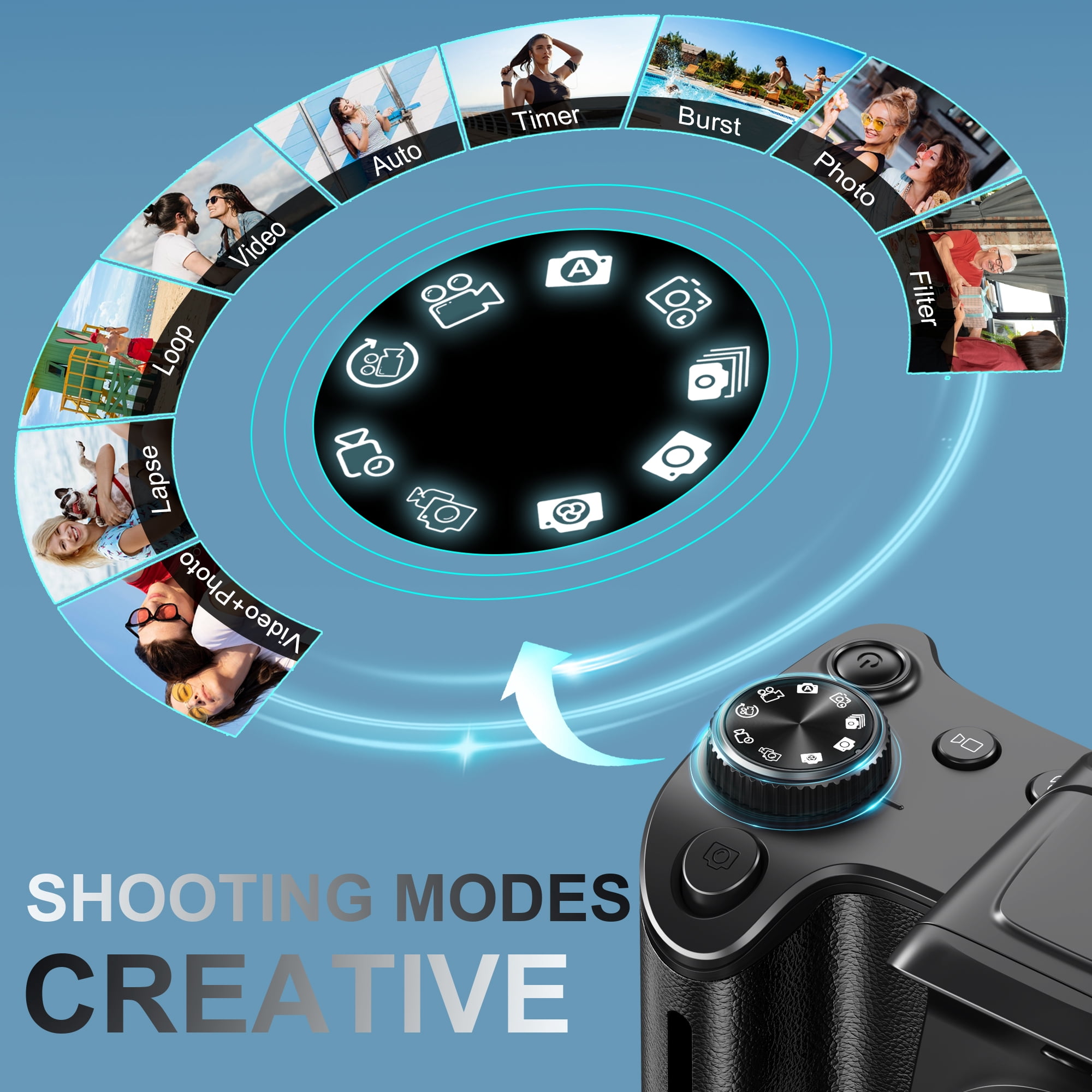 MARVUE Digital Camera with 5K UHD Video, 80MP, 18X Zoom, One-Touch Macro, 32GB SD Card