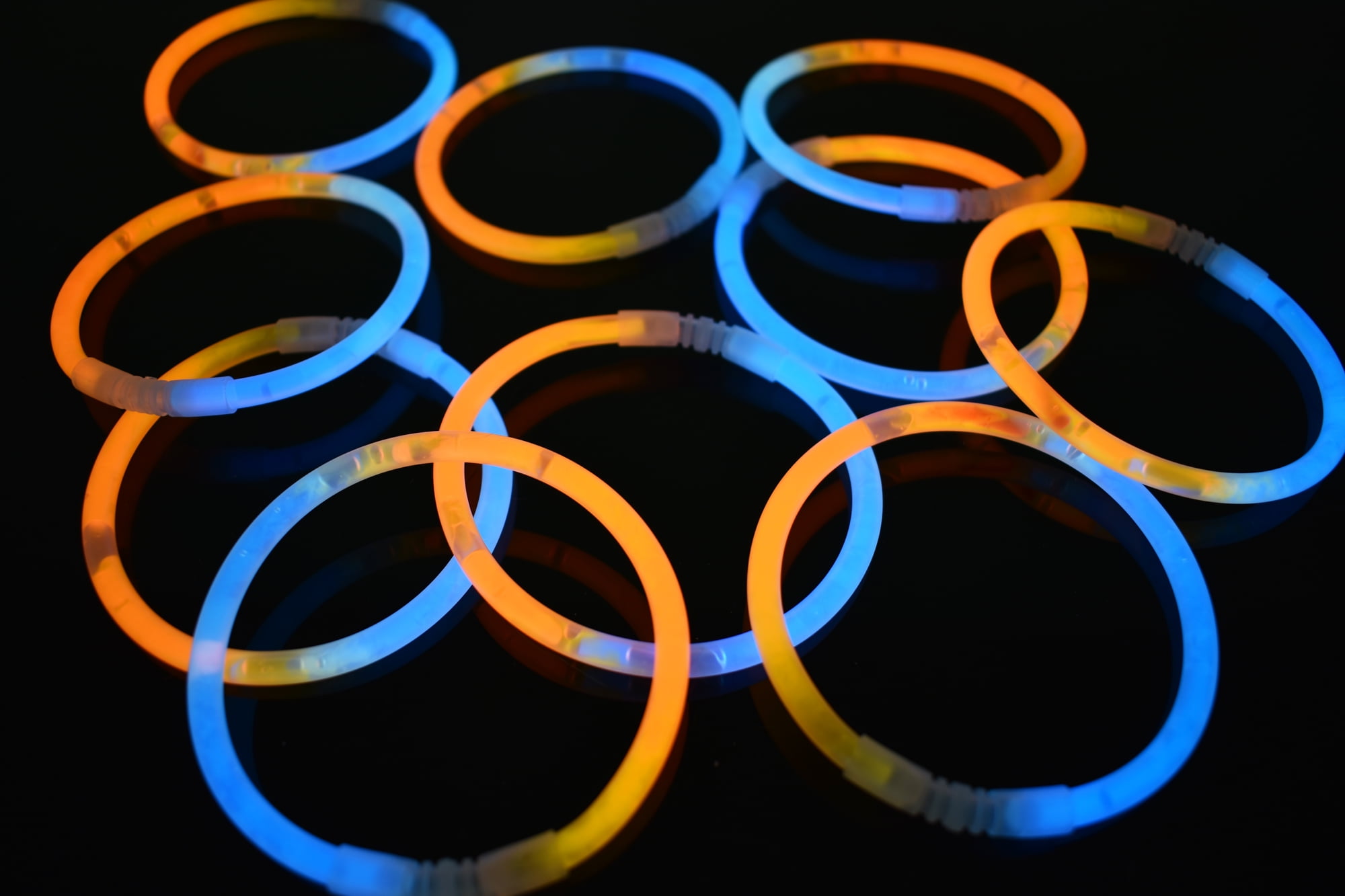 DirectGlow 200ct Orange/Red Glow Bracelets Glow in The Dark Party Favors 