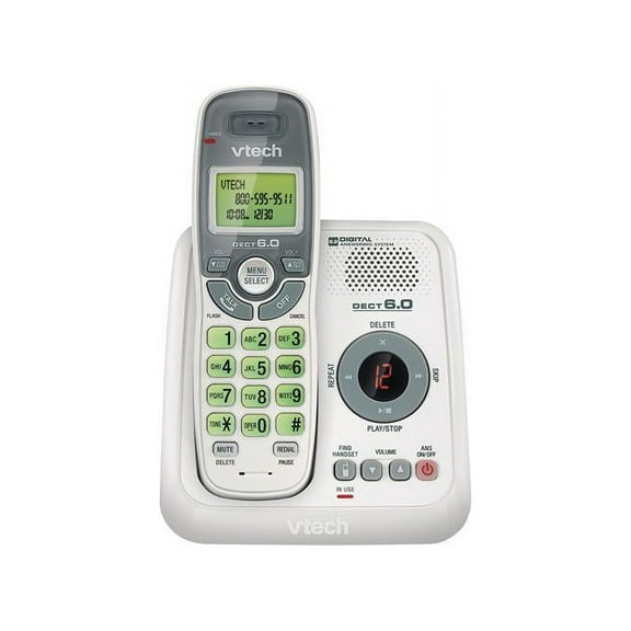 VTech CS6124 DECT 6.0 Cordless Phone with Answering System and Caller ID/Call Waiting, White