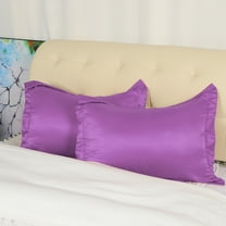 Unique Bargains 2-Pack Satin Silk Envelope Closure Pillow Shams Purple Boudoir